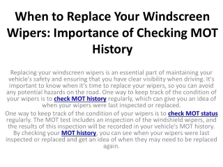 when to replace your windscreen wipers importance of checking mot history