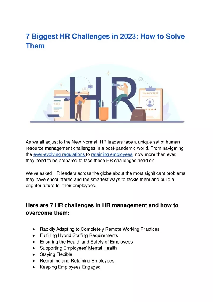 PPT 7 Biggest HR Challenges in 2023_ How to Solve Them PowerPoint