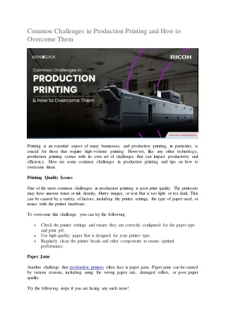 Common Challenges in Production Printing and How to Overcome Them