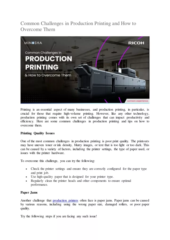 PPT - Common Challenges In Production Printing And How To Overcome Them ...