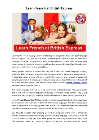Learn French at British Express