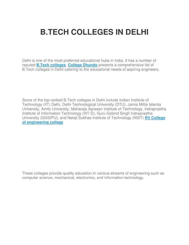 b tech colleges in delhi