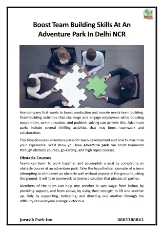 boost team building skills at an adventure park