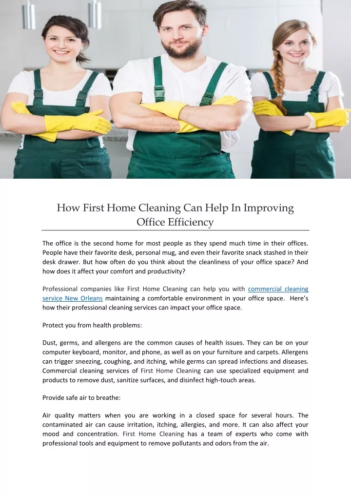 how first home cleaning can help in improving