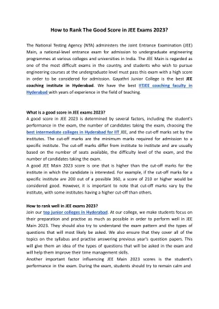 How to Rank The Good Score in JEE Exams 2023_