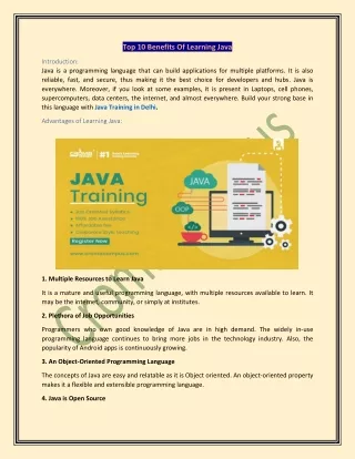 Top 10 Benefits Of Learning Java