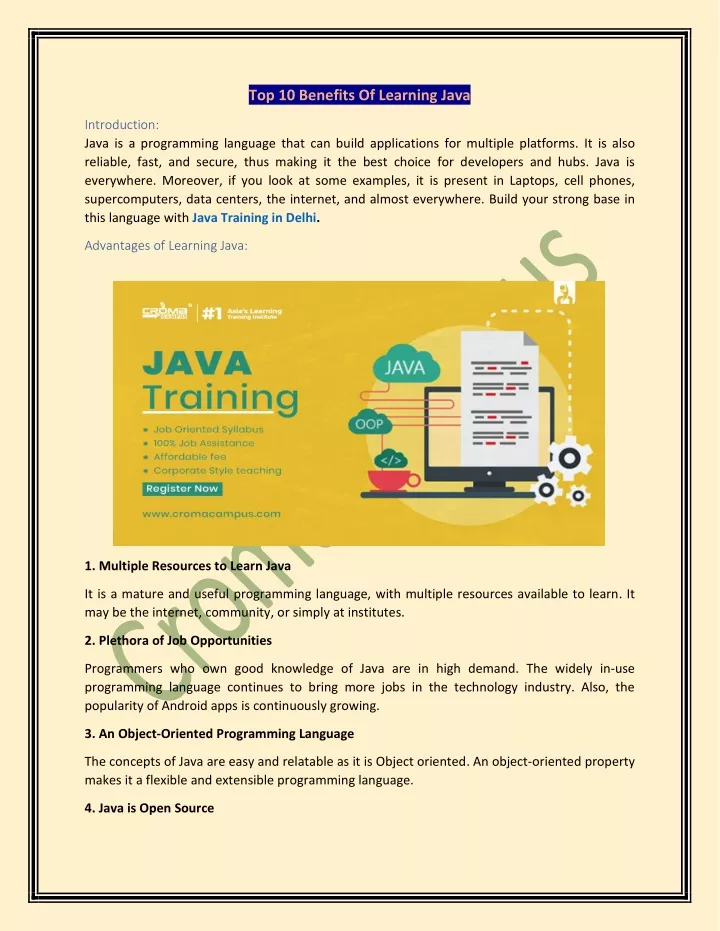 top 10 benefits of learning java