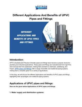 different applications and benefits of upvc pipes
