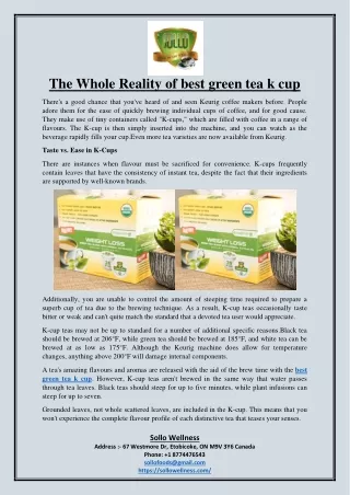 The Whole Reality of best green tea k cup