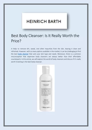 Best Body Cleanser Is It Really Worth the Price