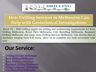 How Drilling Services in Melbourne Can Help with Geotechnical Investigations