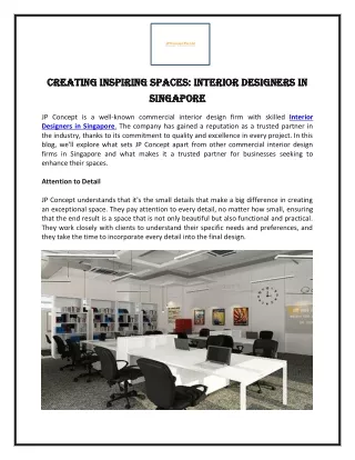 Creating Inspiring Spaces Interior Designers in Singapore