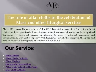 The role of altar cloths in the celebration of Mass and other liturgical services