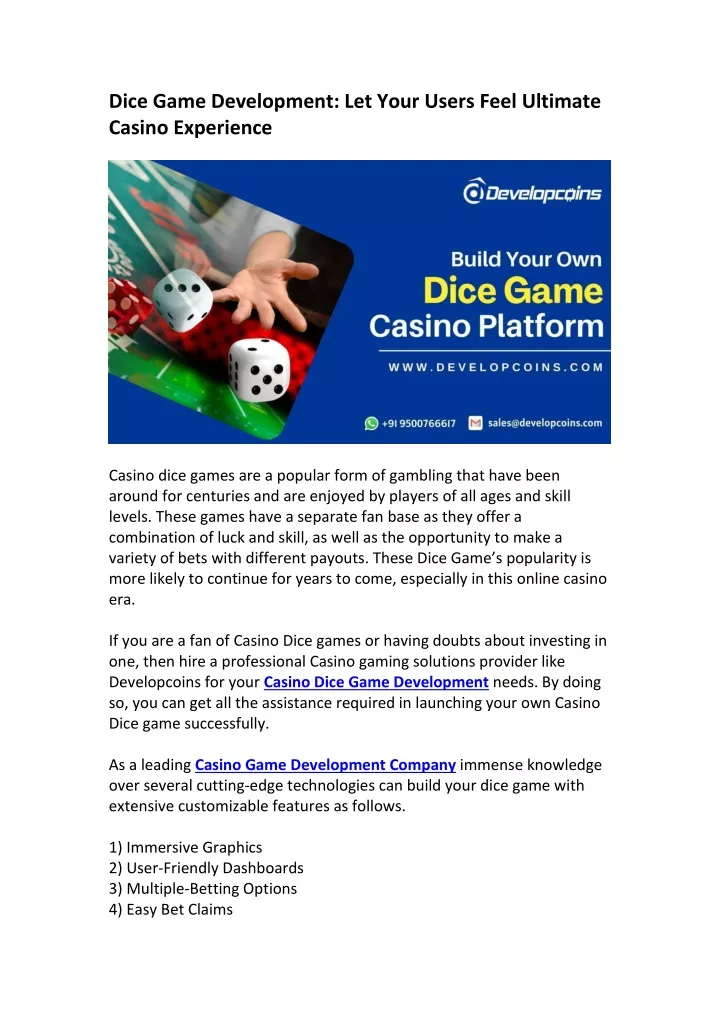 dice game development let your users feel