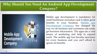 Why Should You Need An Android App Development Company
