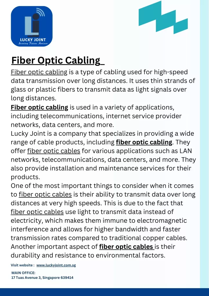 fiber optic cabling