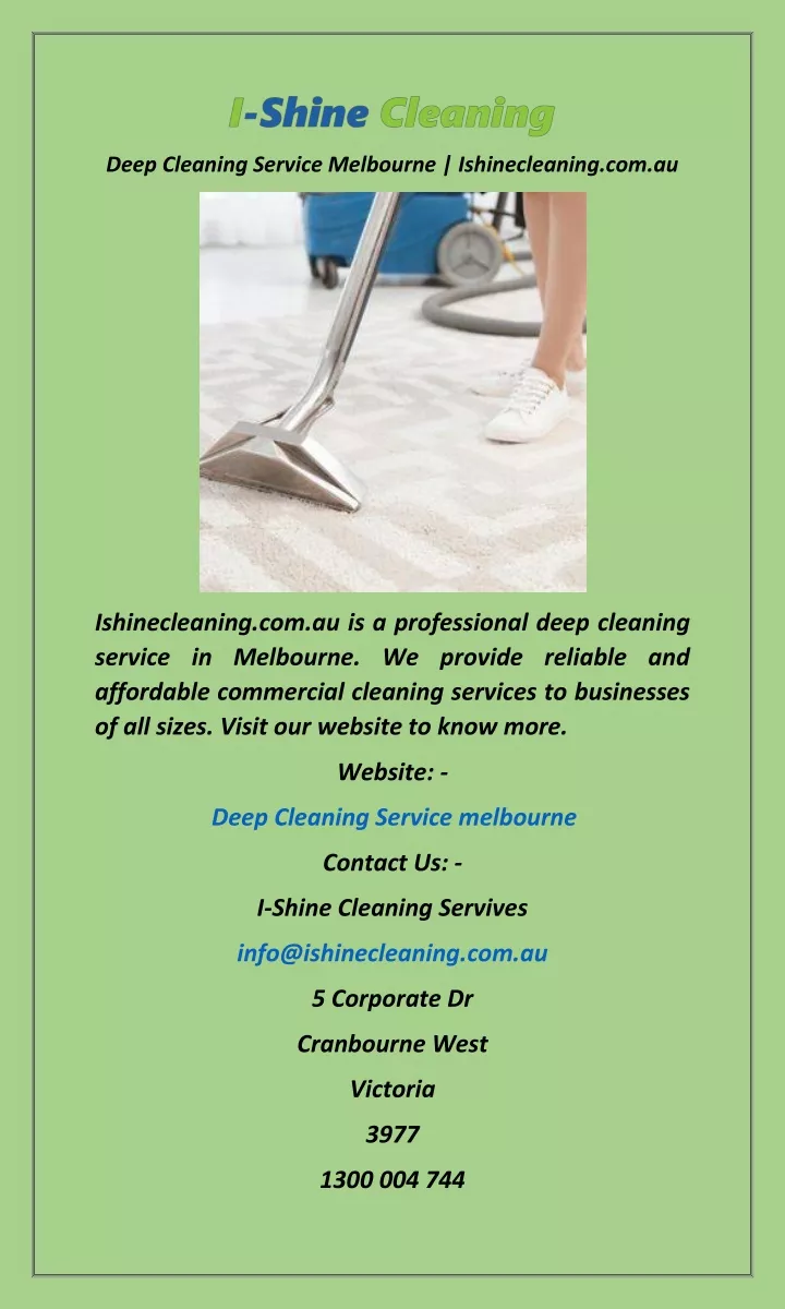 deep cleaning service melbourne ishinecleaning