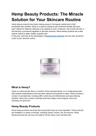 Hemp Beauty Products_ The Miracle Solution for Your Skincare Routine