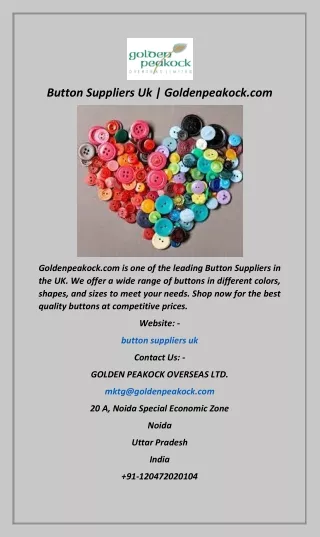Button Suppliers Uk  Goldenpeakock