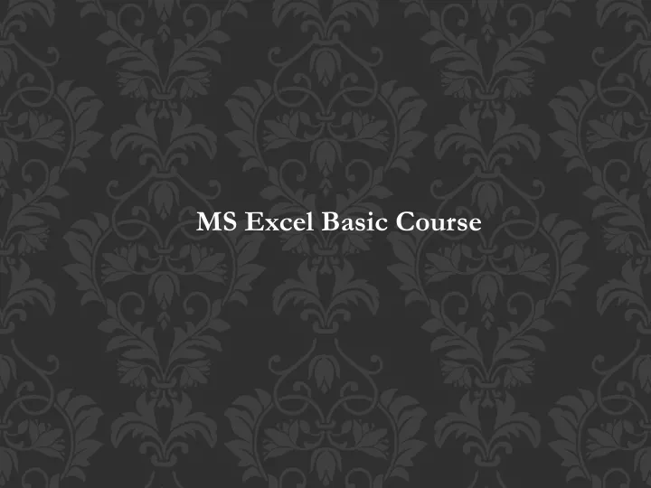 ms excel basic course