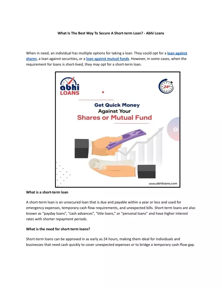 what is the best way to secure a short term loan