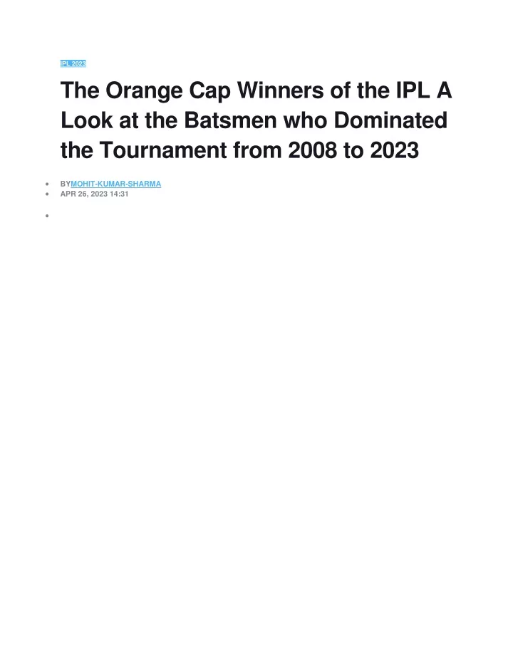 ipl 2023 the orange cap winners of the ipl a look
