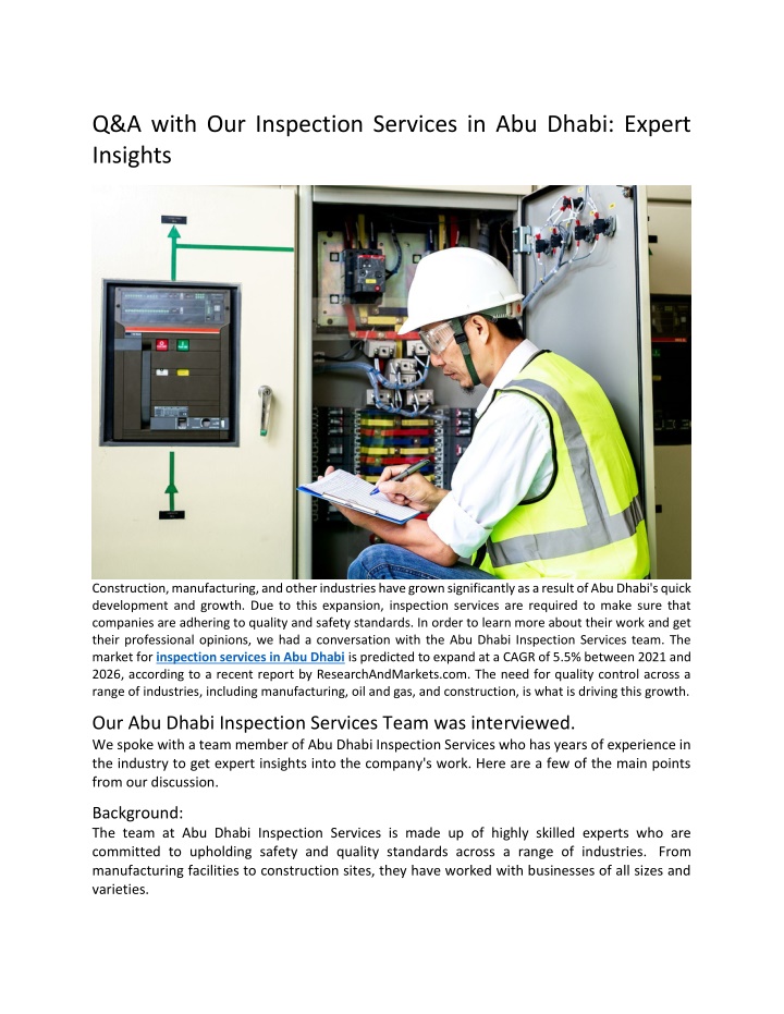 q a with our inspection services in abu dhabi