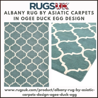 Albany Rug by Asiatic Carpets in Ogee Duck Egg Design