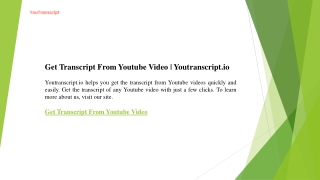 Get Transcript From Youtube Video  Youtranscript.io