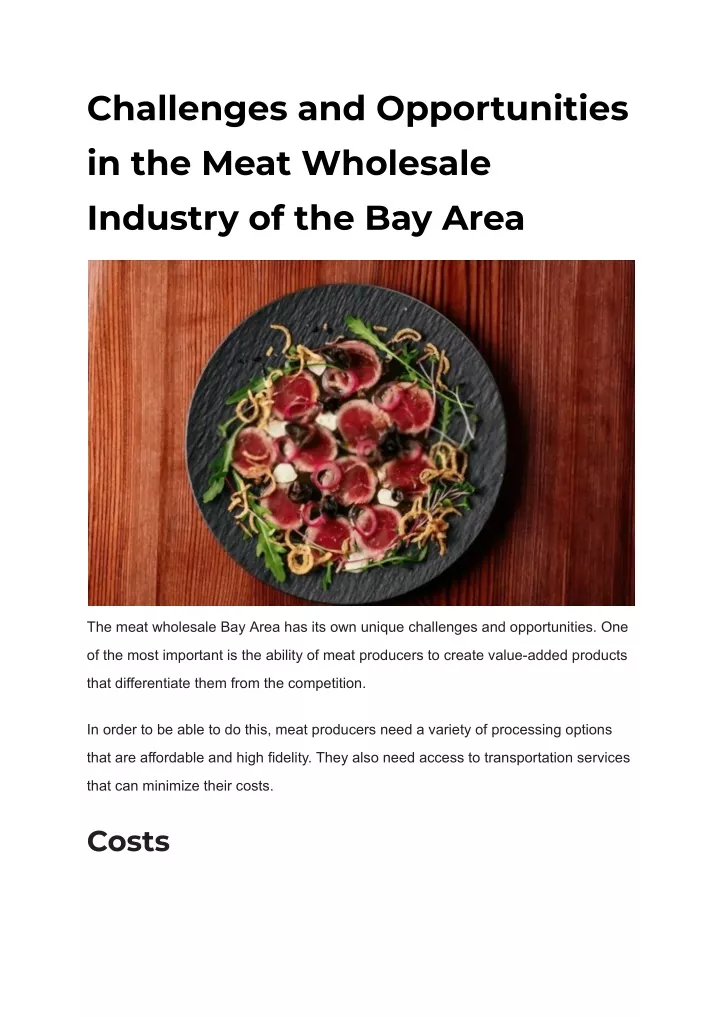 challenges and opportunities in the meat