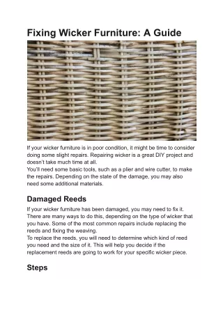 fixing wicker furniture a guide