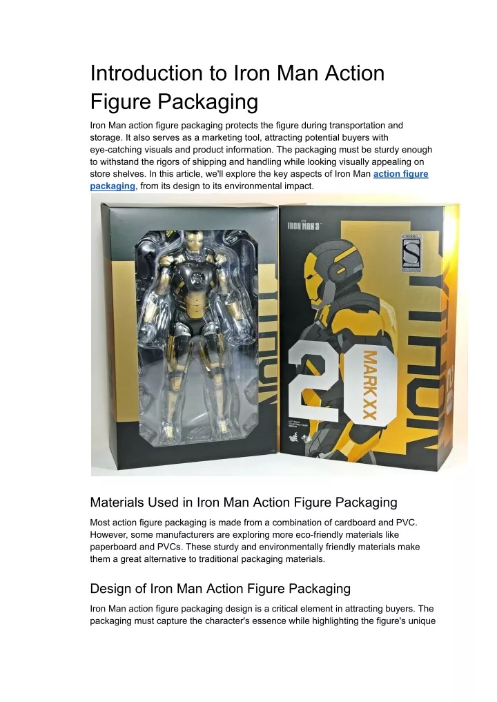 introduction to iron man action figure packaging