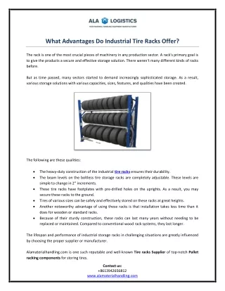 What Advantages Do Industrial Tire Racks Offer?