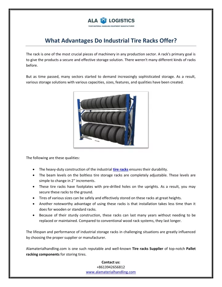 what advantages do industrial tire racks offer