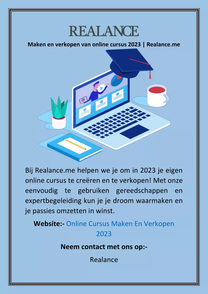 maken en verkopen van online cursus 2023 realance