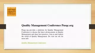 Quality Management Conference Pnsqc.org