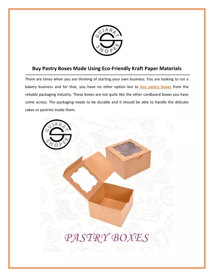buy pastry boxes made using eco friendly kraft