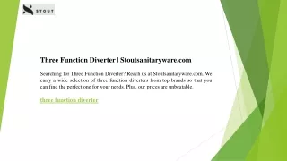 three function diverter stoutsanitaryware