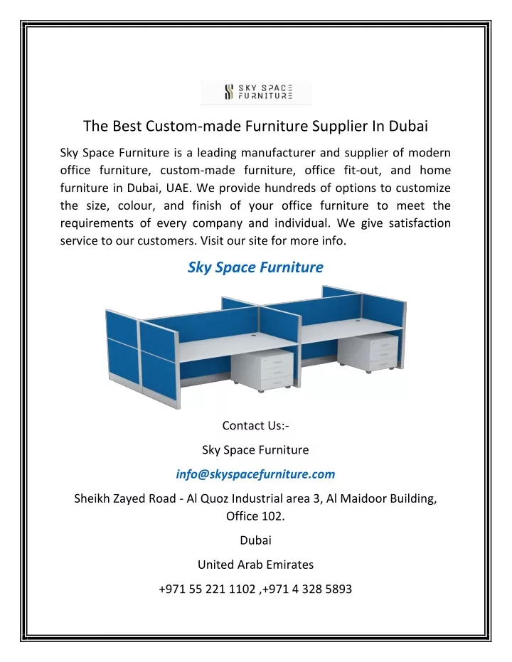 the best custom made furniture supplier in dubai