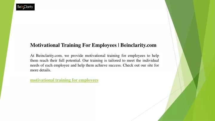 motivational training for employees beinclarity