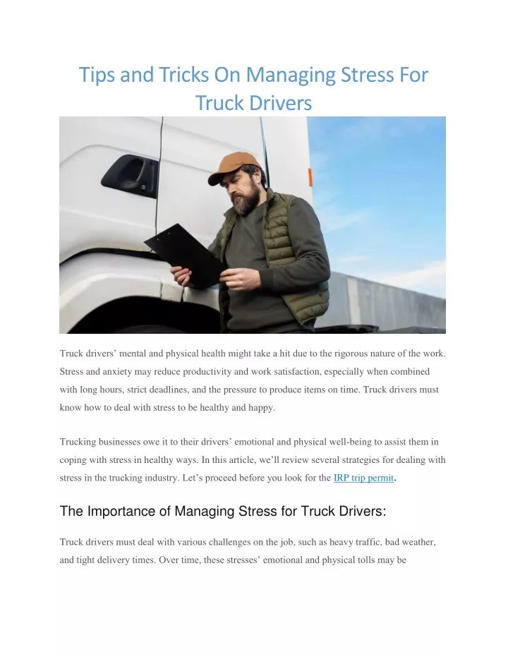 tips and tricks on managing stress for truck