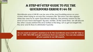 a step by step guide to fix the quickbooks error 6144 82