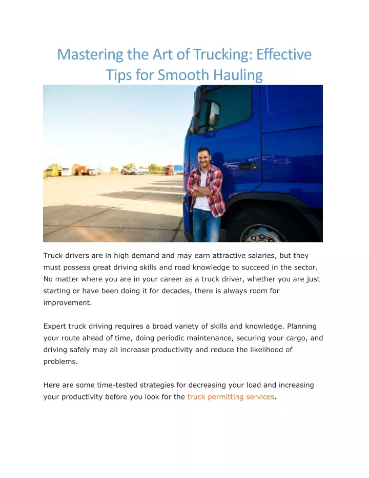 mastering the art of trucking effective tips