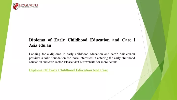diploma of early childhood education and care