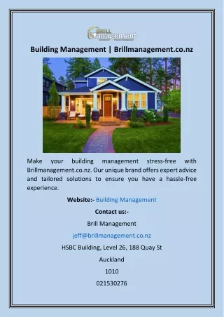 Building Management  Brillmanagement.co.nz