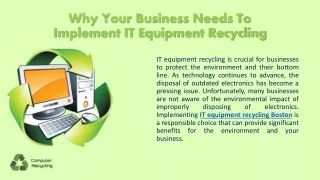 IT Equipment Recycling Boston