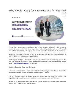 why should i apply for a business visa for vietnam