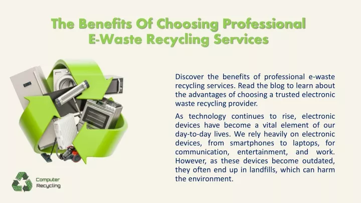 the benefits of choosing professional e waste recycling services