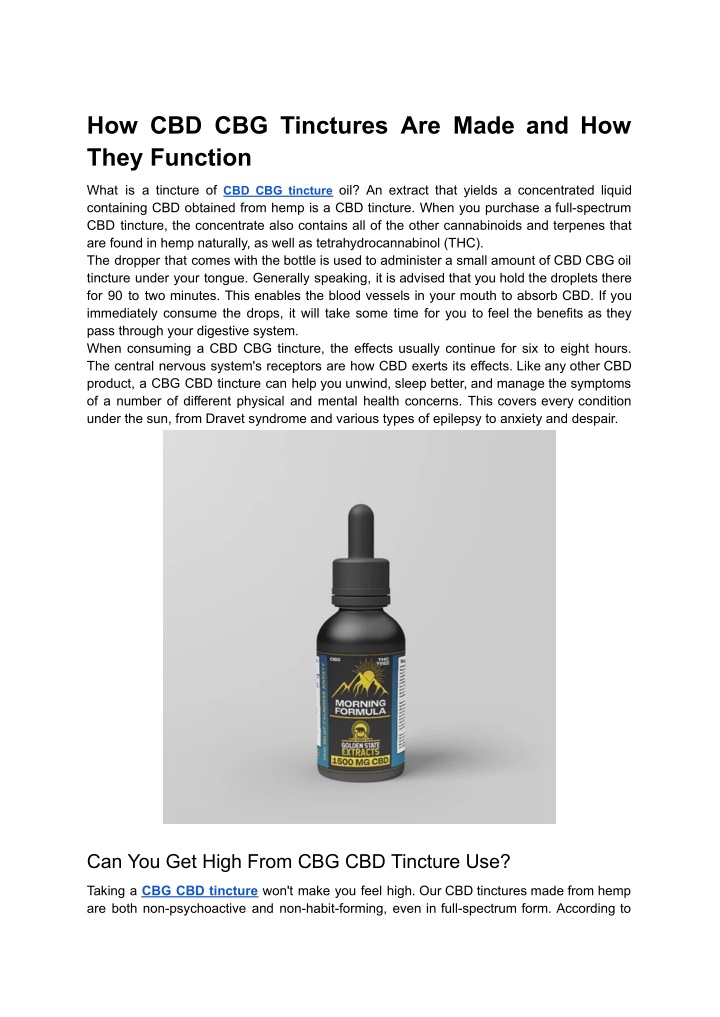 how cbd cbg tinctures are made and how they