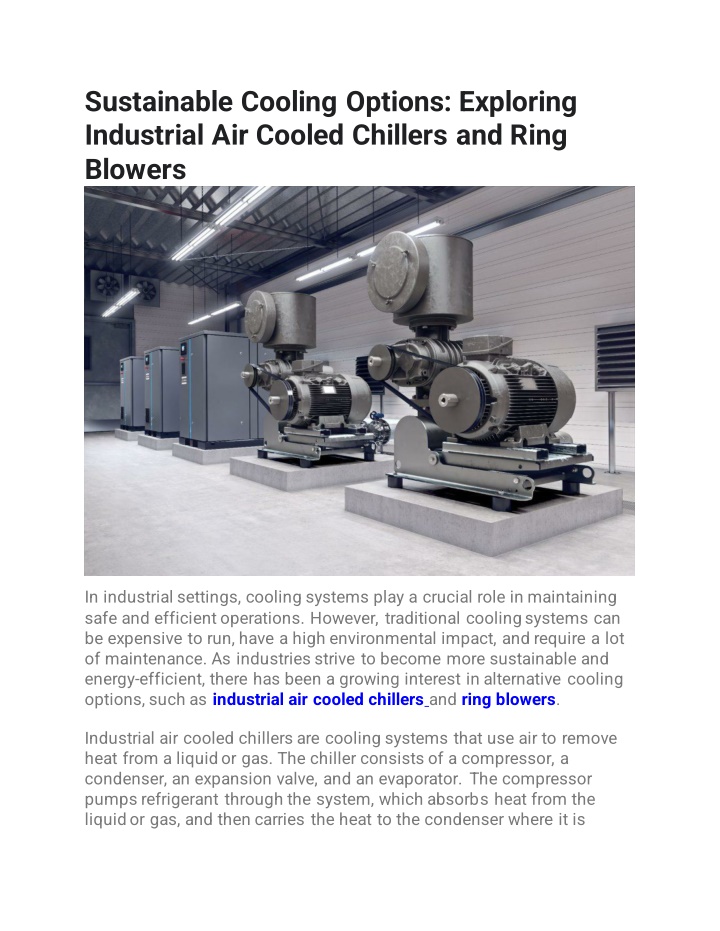 sustainable cooling options exploring industrial